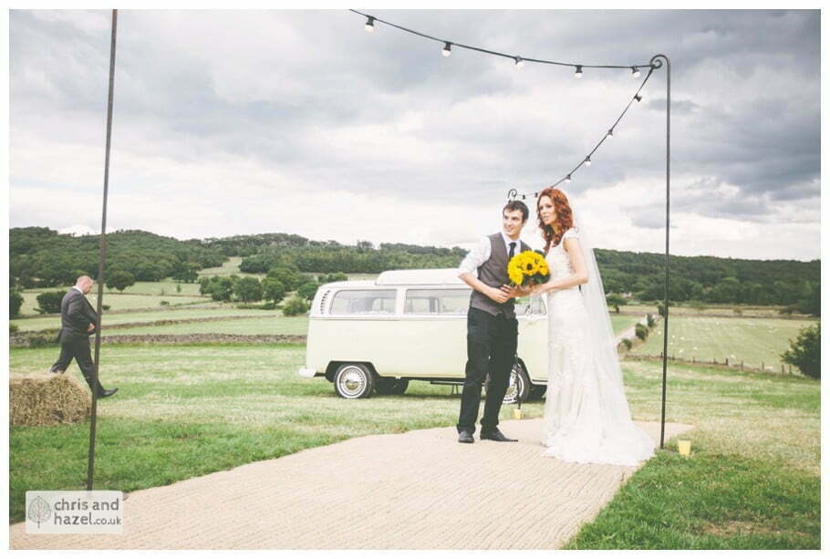 bride and groom entering wedding breakfast papkata tipi teepee rustic wedding theme hessian documentary Wedding Photographer Harrogate Wedding Photography Braisty Estate by Chris and Hazel Wedding Photography Jonny Dunn Stef Brown