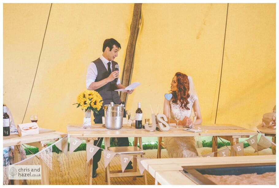 groom speech bride groom wedding speeches papkata tipi teepee rustic wedding theme hessian documentary Wedding Photographer Harrogate Wedding Photography Braisty Estate by Chris and Hazel Wedding Photography Jonny Dunn Stef Brown
