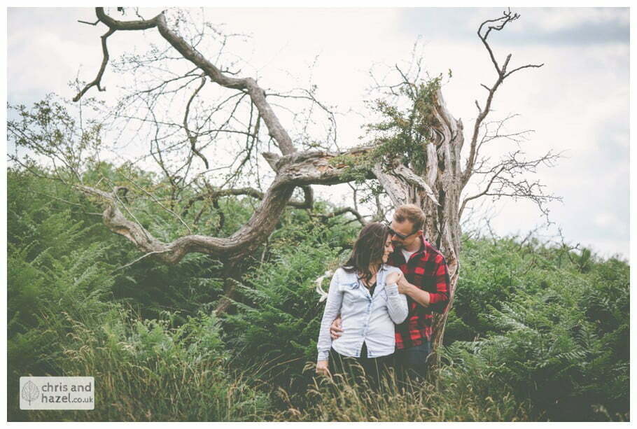 old fallen tree pre wedding engagement Levisham Wedding Photographer Yorkshire Wedding Photography North Yorkshire by Chris and Hazel Wedding Photography Ross Laurelin Matulis