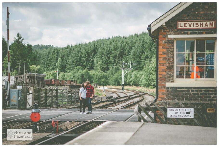 Levisham train station pre wedding engagement Levisham Wedding Photographer Yorkshire Wedding Photography North Yorkshire by Chris and Hazel Wedding Photography Ross Laurelin Matulis