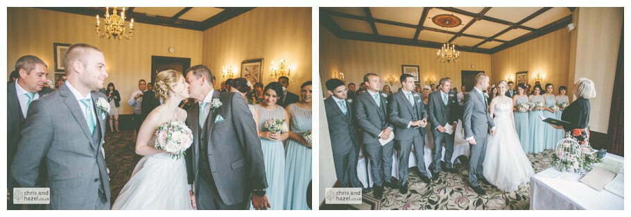 bride and groom at altar wedding ceremony kenwood hall documentary Sheffield Wedding Photographer Kenwood Hall Wedding Photography Sheffield by Chris and Hazel Wedding Photography Glen Briddock Emily Shaw