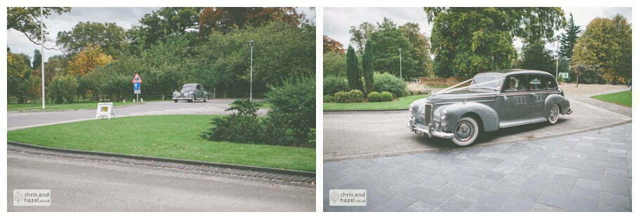 wedding car arriving at wedding venue documentary Hull Wedding Photographer Bishop Burton College Wedding Photography Hull by Chris and Hazel Wedding Photography Ross laurelin Matulis
