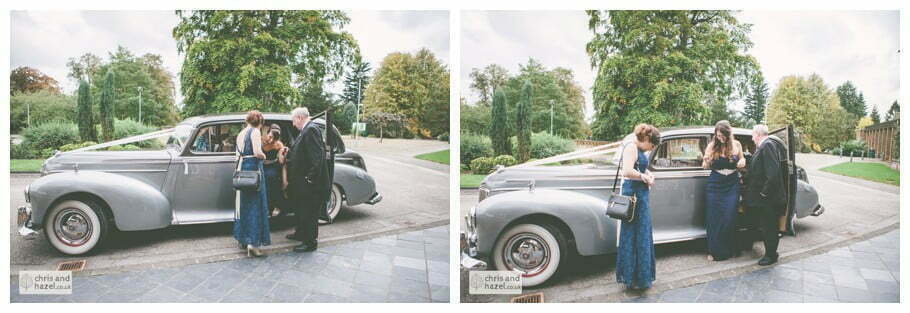 bridesmaids getting out of wedding car documentary Hull Wedding Photographer Bishop Burton College Wedding Photography Hull by Chris and Hazel Wedding Photography Ross laurelin Matulis