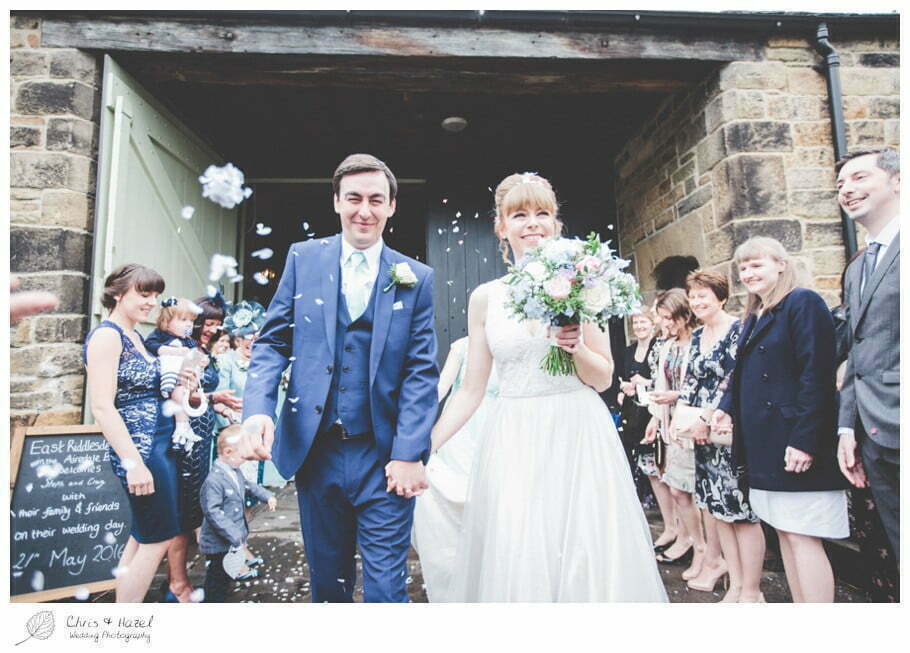 bride, groom bride and groom, confetti, documentary wedding photography, Keighley ,Wedding Photographer, East Riddlesden Hall, Wedding Photography, Chris and Hazel Wedding Photography, Craig beasley, Stephanie Stubbs,