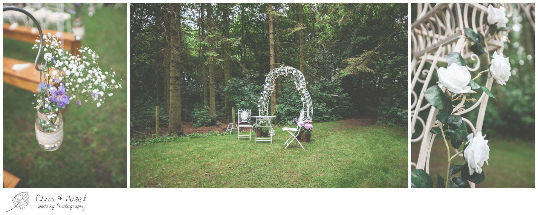 flower arch, woodland wedding, eco wedding, love letters, wedding, Eccup Wedding Photographer, Lineham Farm, Wedding Photography Leeds, Chris and Hazel Wedding Photography, Richard Wyatt, Laura Kelly