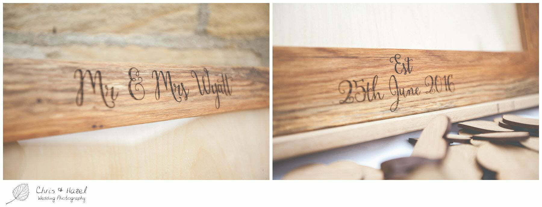 wooden heart frame guestbook alternative, eco wedding, love letters, wedding, Eccup Wedding Photographer, Lineham Farm, Wedding Photography Leeds, Chris and Hazel Wedding Photography, Richard Wyatt, Laura Kelly