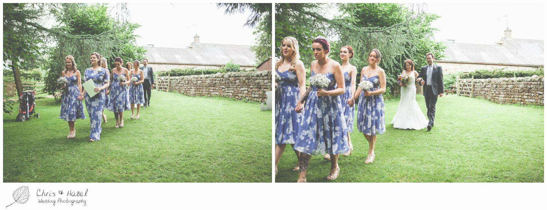 floral bridesmaid dresses, woodland, forest, ceremony, outdoor, forest wedding, woodland wedding, eco wedding, love letters, wedding, Eccup Wedding Photographer, Lineham Farm, Wedding Photography Leeds, Chris and Hazel Wedding Photography, Richard Wyatt, Laura Kelly