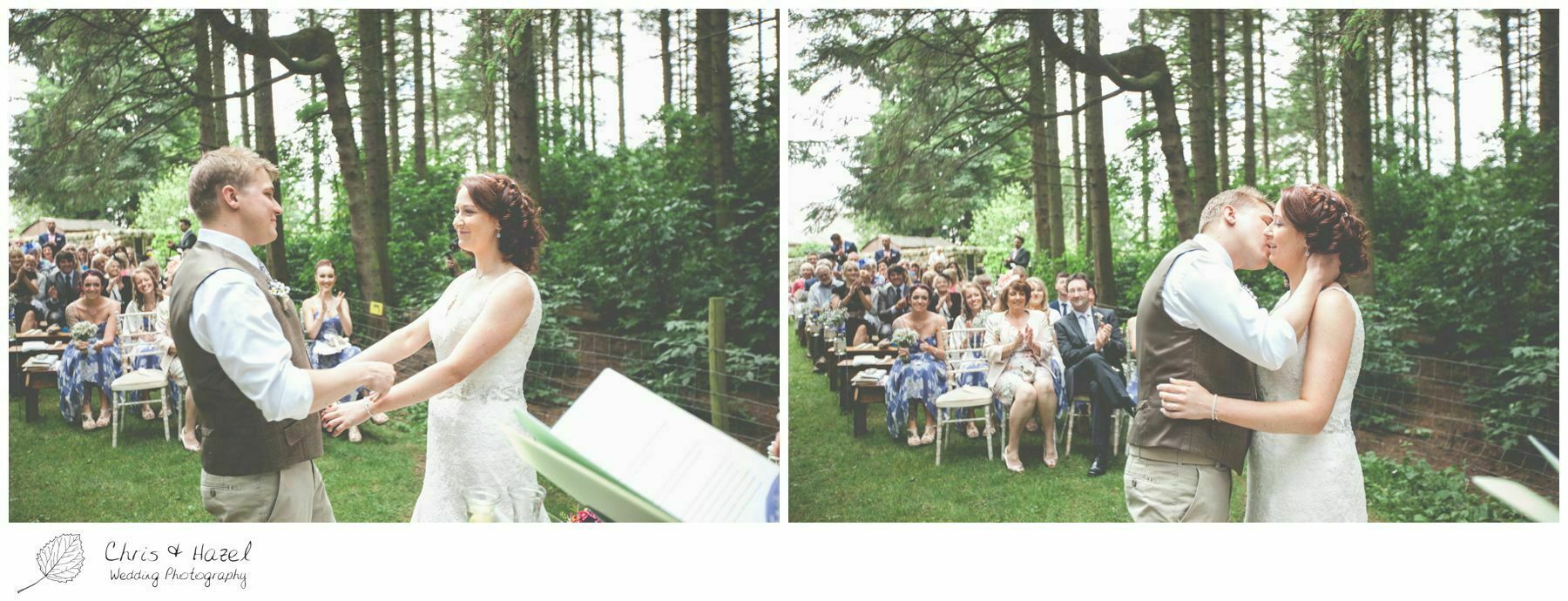 ring exchange, vows, woodland ceremony, woodland, forest, ceremony, outdoor, forest wedding, woodland wedding, eco wedding, love letters, wedding, Eccup Wedding Photographer, Lineham Farm, Wedding Photography Leeds, Chris and Hazel Wedding Photography, Richard Wyatt, Laura Kelly