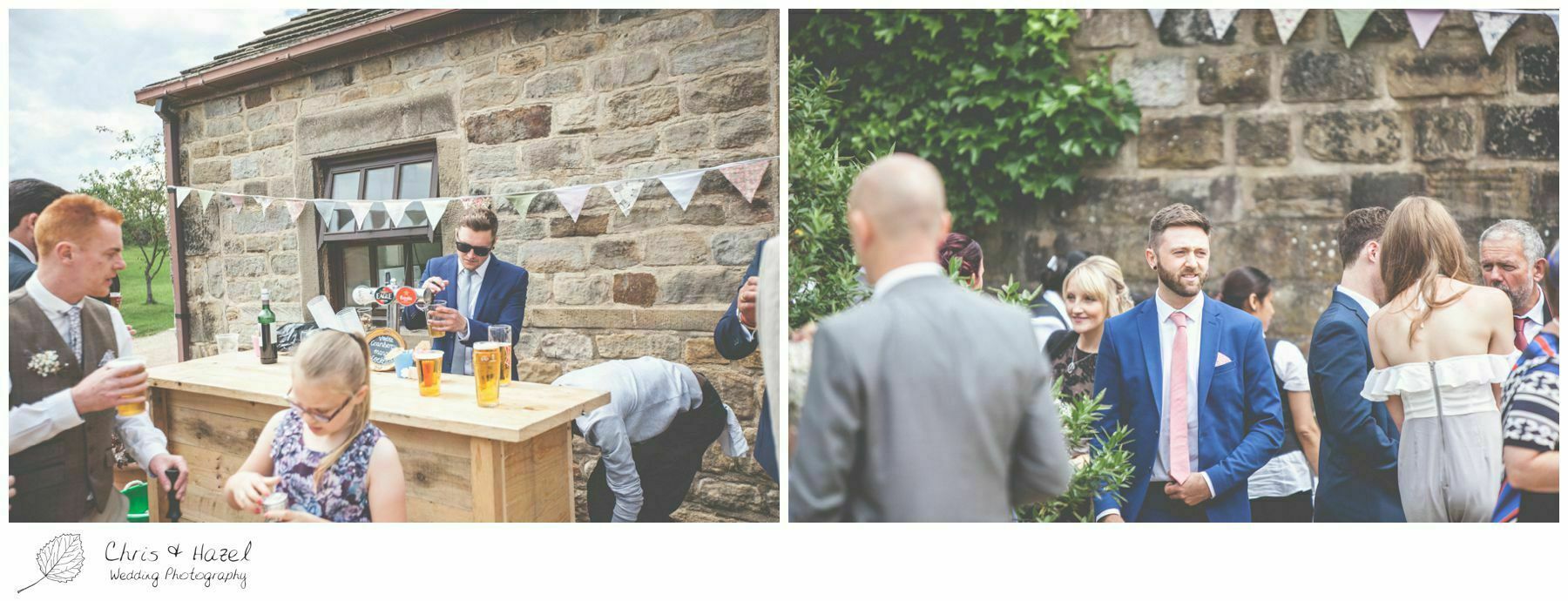 guests mingling, eco wedding, wedding, Eccup Wedding Photographer, Lineham Farm, Wedding Photography Leeds, Chris and Hazel Wedding Photography, Richard Wyatt, Laura Kelly