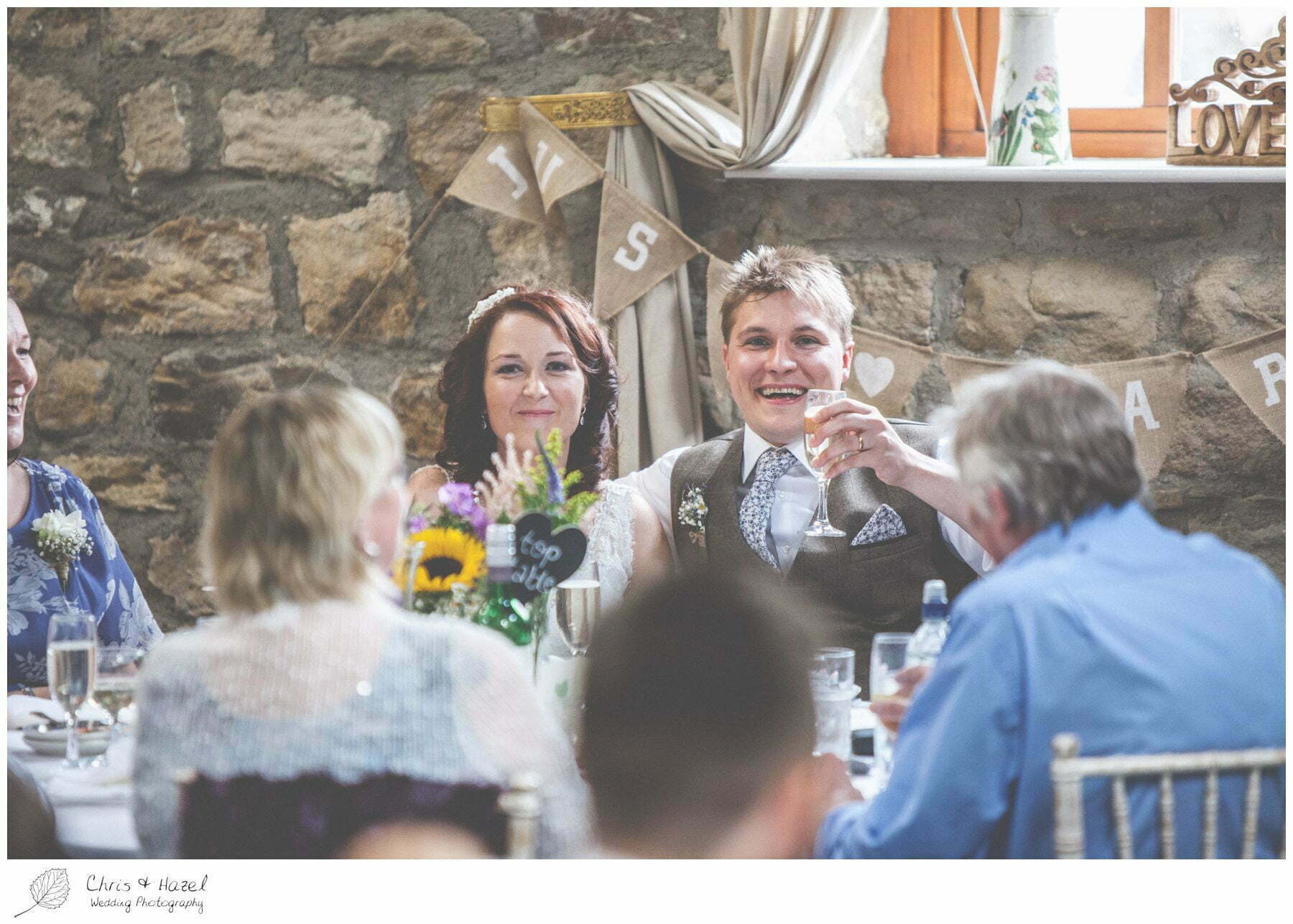 bride and groom speech, wedding breakfast barn, wood wedding theme, eco wedding, love letters, wedding, Eccup Wedding Photographer, Lineham Farm, Wedding Photography Leeds, Chris and Hazel Wedding Photography, Richard Wyatt, Laura Kelly