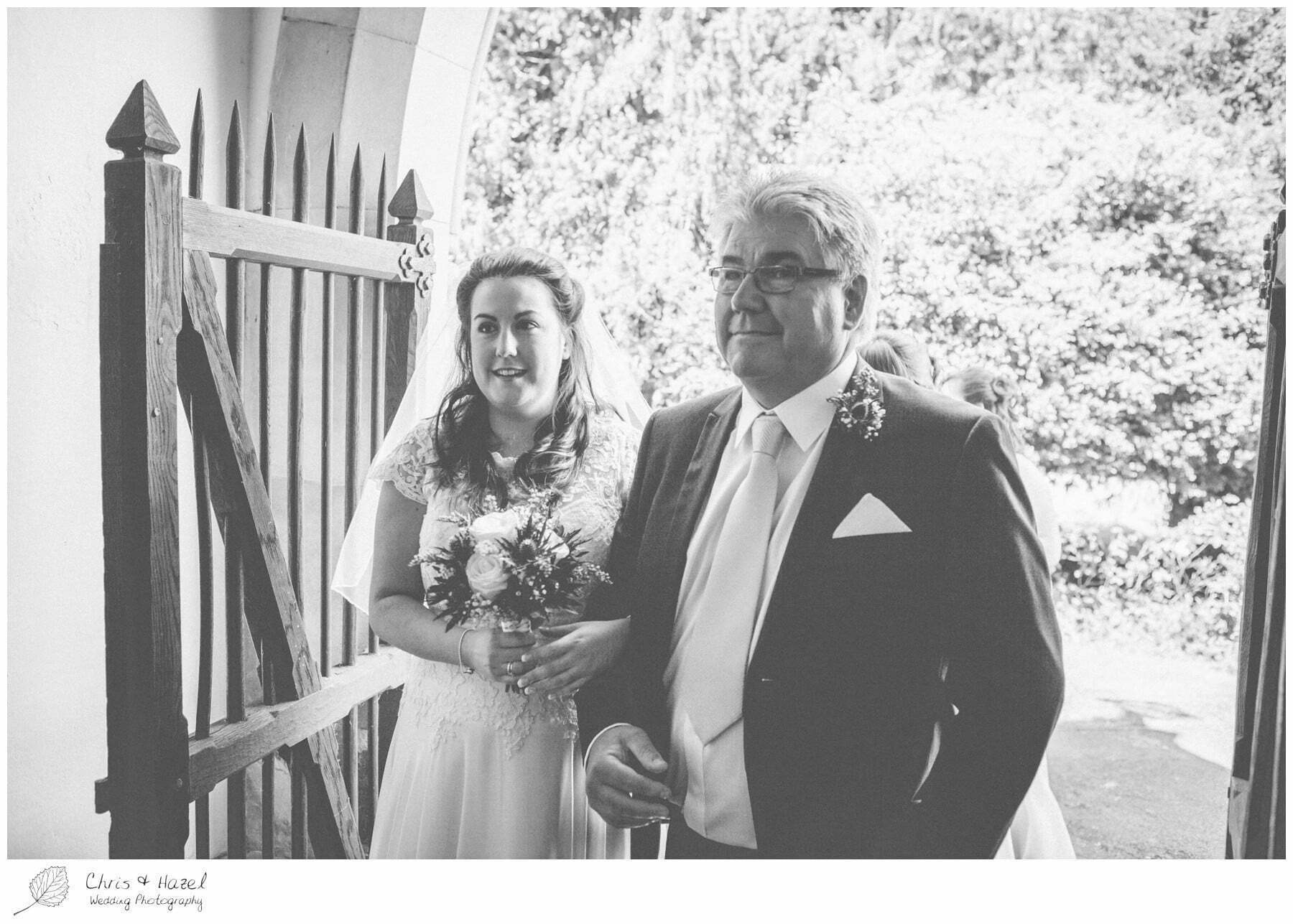 bride and father entering church, st marys church, wedding, south milford Wedding Photographer, the engine shed, Wedding Photography wetherby, Chris and Hazel Wedding Photography, stevie pollard, stevie standerline, paul standerline,