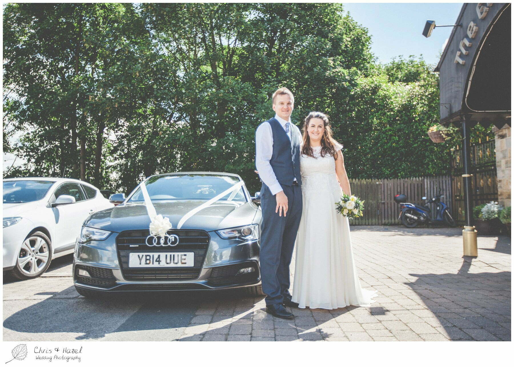 bride and groom outside the engine shed, Bride and groom portraits, bride and groom photographs, wedding, south milford Wedding Photographer, the engine shed, wetherby wedding venue, Wedding Photography wetherby, Chris and Hazel Wedding Photography, stevie pollard, stevie standerline, paul standerline,