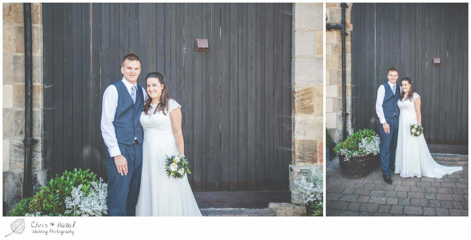 bride and groom outside the engine shed, Bride and groom portraits, bride and groom photographs, wedding, south milford Wedding Photographer, the engine shed, wetherby wedding venue, Wedding Photography wetherby, Chris and Hazel Wedding Photography, stevie pollard, stevie standerline, paul standerline,