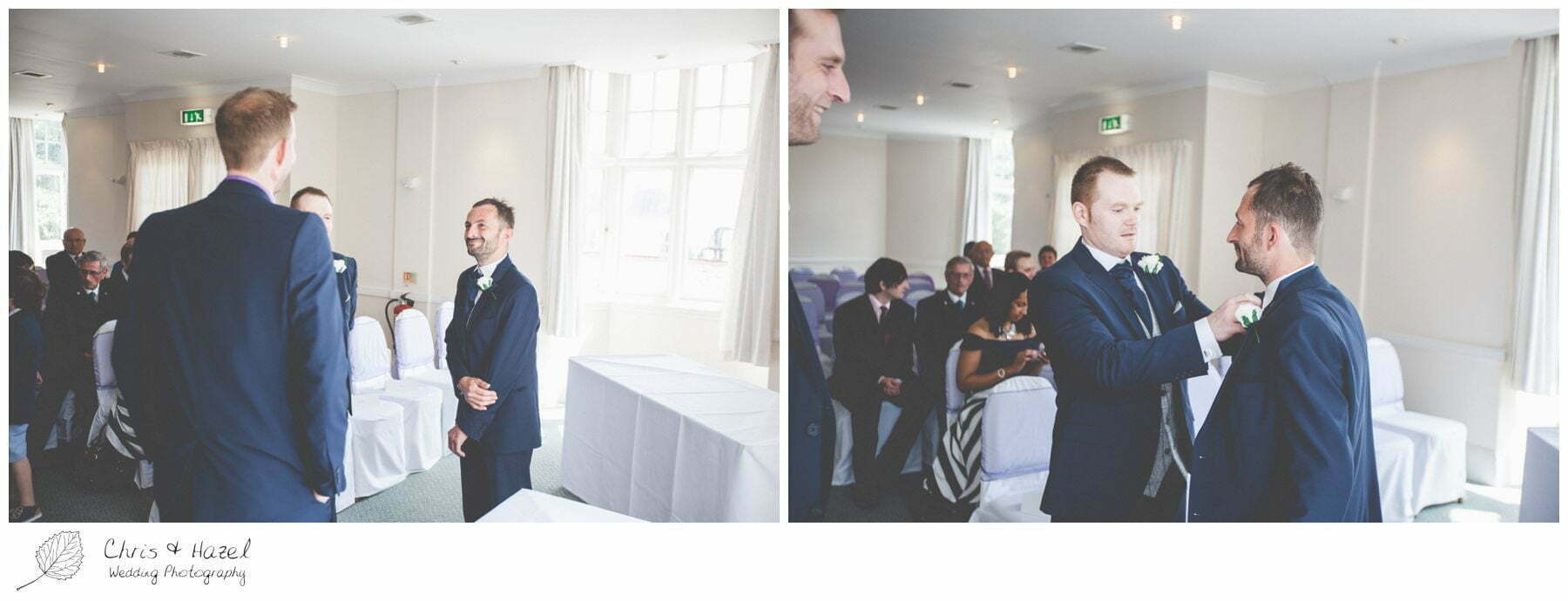 groom at altar, wedding ceremony, documentary wedding photography, the cairn hotel, the cairn hotel wedding photographer, wedding photography harrogate, wedding photography yorkshire, chris and hazel wedding photography, scott Dixon, caroline ellis, caroline Dixon