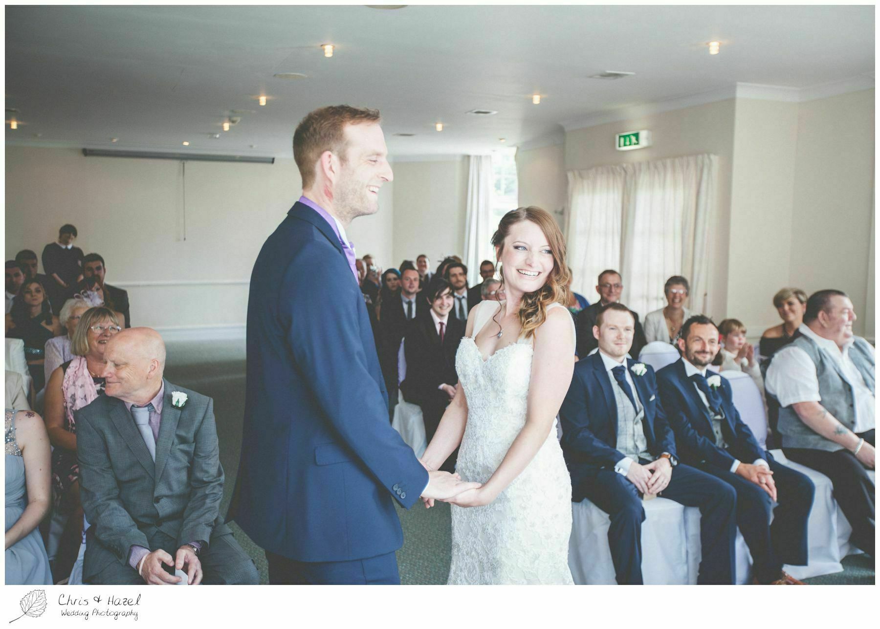 bride and groom at altar, wedding ceremony, documentary wedding photography, the cairn hotel, the cairn hotel wedding photographer, wedding photography harrogate, wedding photography yorkshire, chris and hazel wedding photography, scott Dixon, caroline ellis, caroline Dixon
