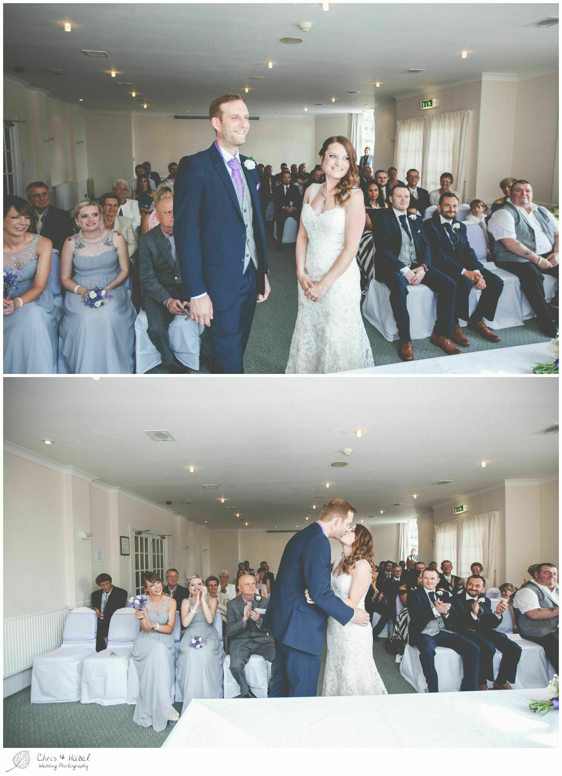 bride and groom at altar, wedding ceremony, documentary wedding photography, the cairn hotel, the cairn hotel wedding photographer, wedding photography harrogate, wedding photography yorkshire, chris and hazel wedding photography, scott Dixon, caroline ellis, caroline Dixon