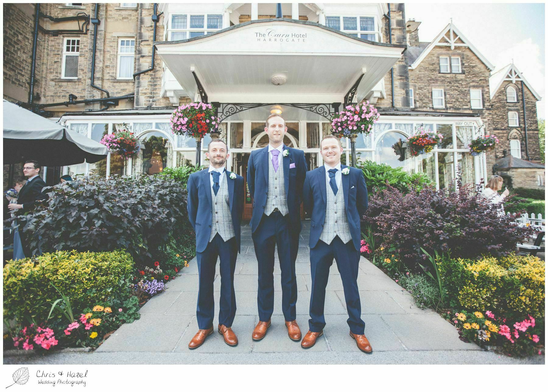 groom with ushers, groomsmen, wedding formal photographs, wedding family photographs, documentary wedding photography, the cairn hotel, the cairn hotel wedding photographer, wedding photography harrogate, wedding photography yorkshire, chris and hazel wedding photography, scott Dixon, caroline ellis, caroline Dixon