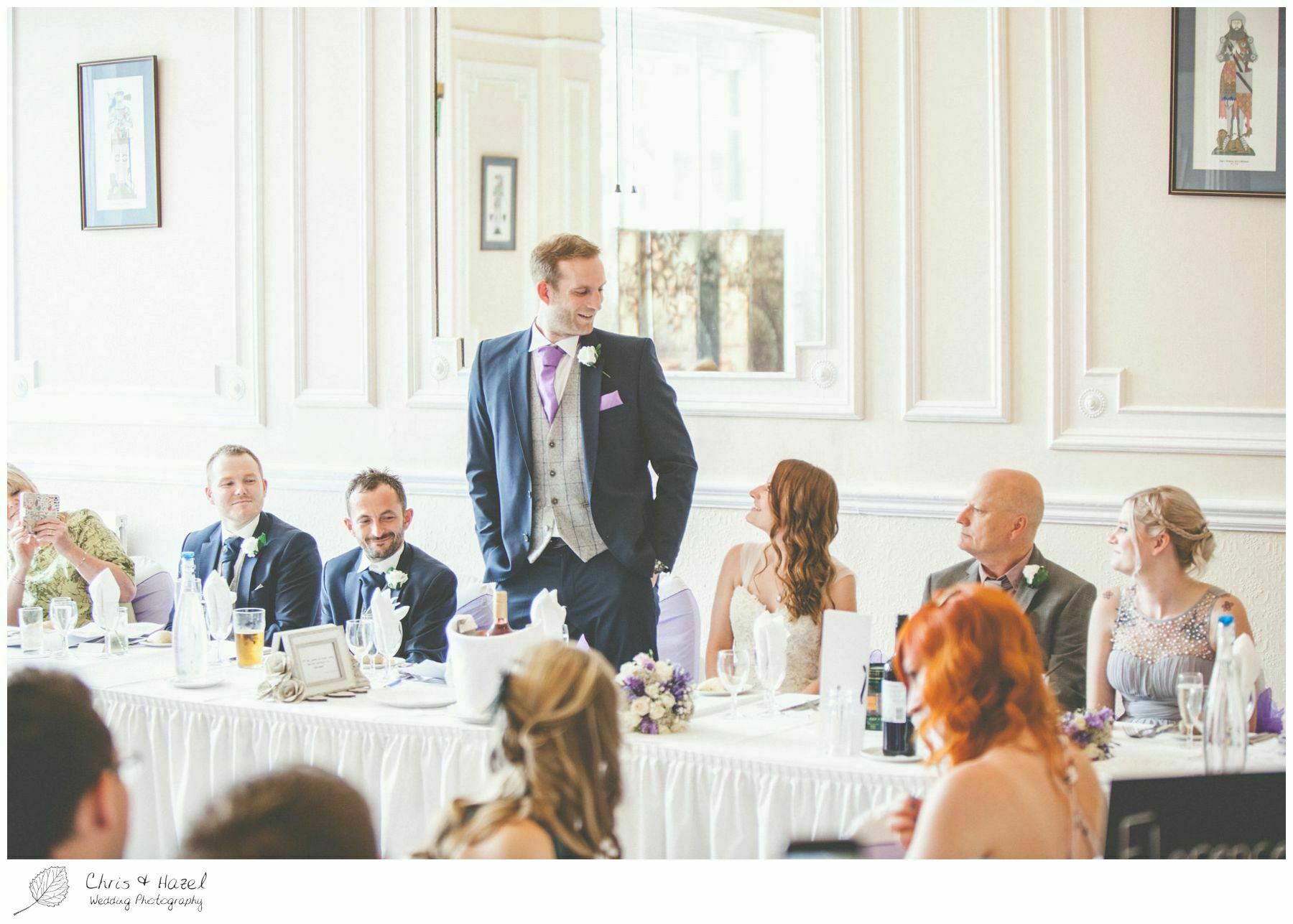 grooms speech, wedding breakfast, documentary wedding photography, the cairn hotel, the cairn hotel wedding photographer, wedding photography harrogate, wedding photography yorkshire, chris and hazel wedding photography, scott Dixon, caroline ellis, caroline Dixon