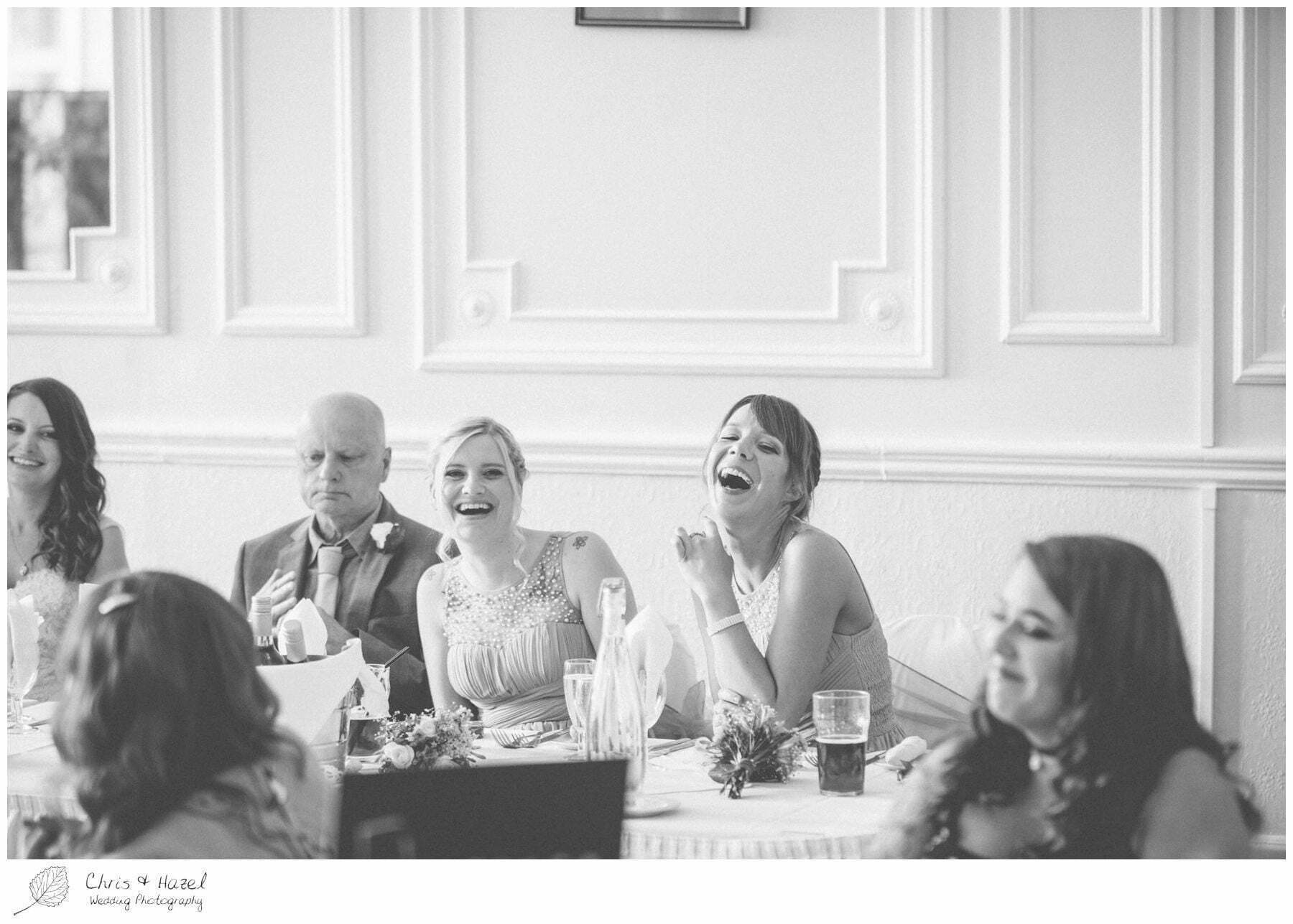 wedding speech, guests reaction shot, wedding breakfast, documentary wedding photography, the cairn hotel, the cairn hotel wedding photographer, wedding photography harrogate, wedding photography yorkshire, chris and hazel wedding photography, scott Dixon, caroline ellis, caroline Dixon