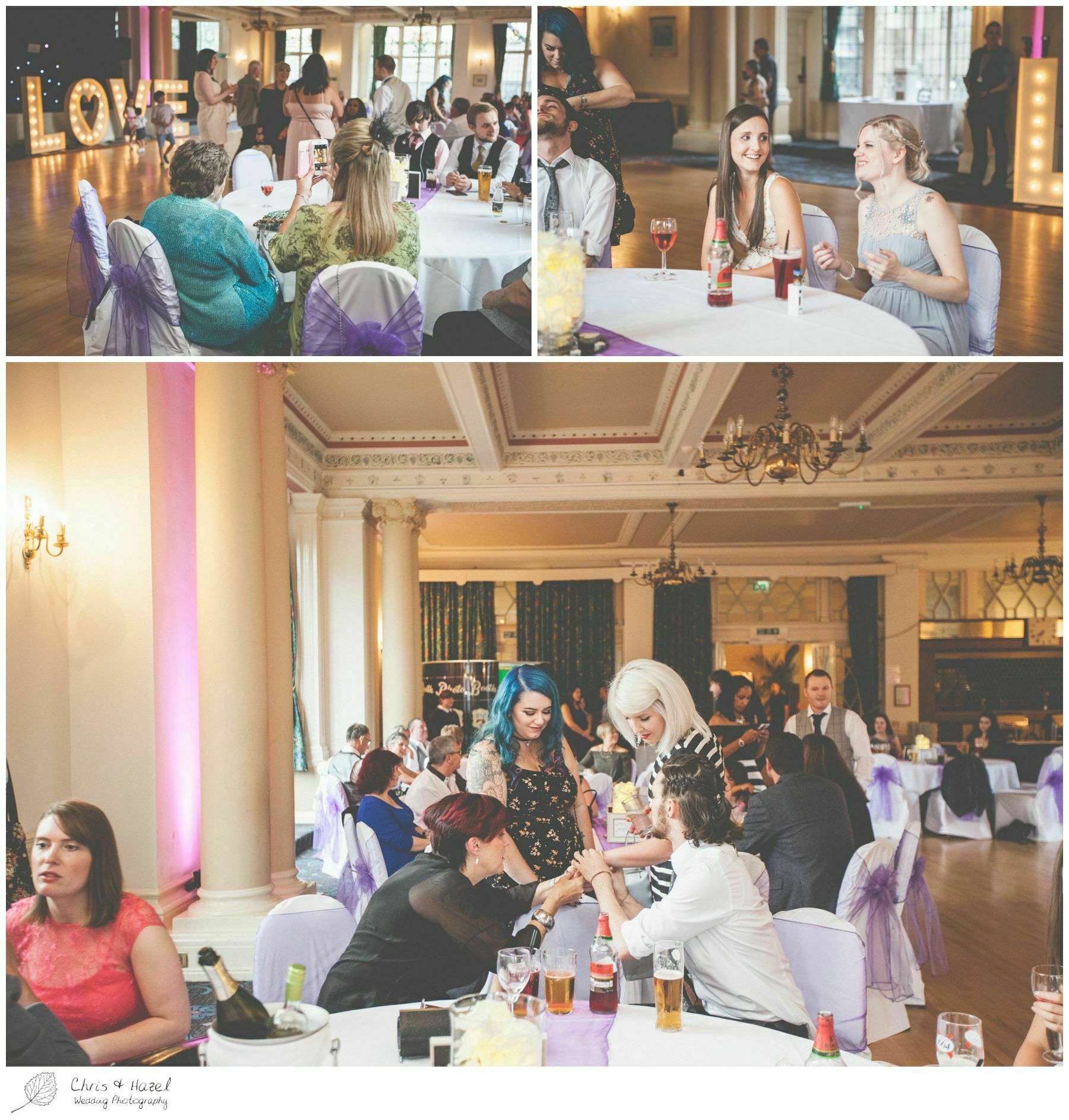 wedding evening reception, guests arriving, wedding guests mingling, documentary wedding photography, the cairn hotel, the cairn hotel wedding photographer, wedding photography harrogate, wedding photography yorkshire, chris and hazel wedding photography, scott Dixon, caroline ellis, caroline Dixon