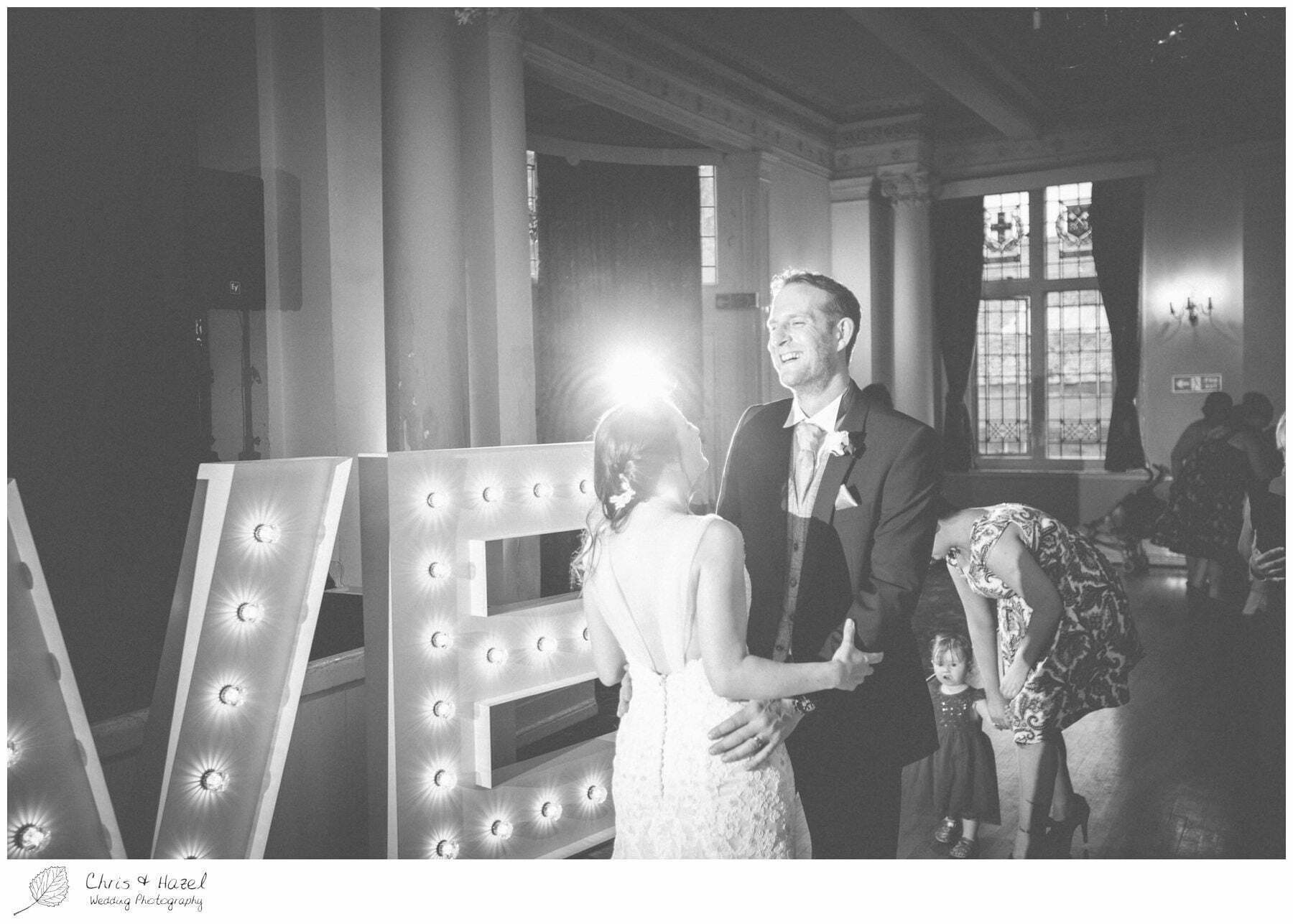 bride and groom first dance, bride and groom with love letters, wedding big love letters, light up love letters, documentary wedding photography, the cairn hotel, the cairn hotel wedding photographer, wedding photography harrogate, wedding photography yorkshire, chris and hazel wedding photography, scott Dixon, caroline ellis, caroline Dixon