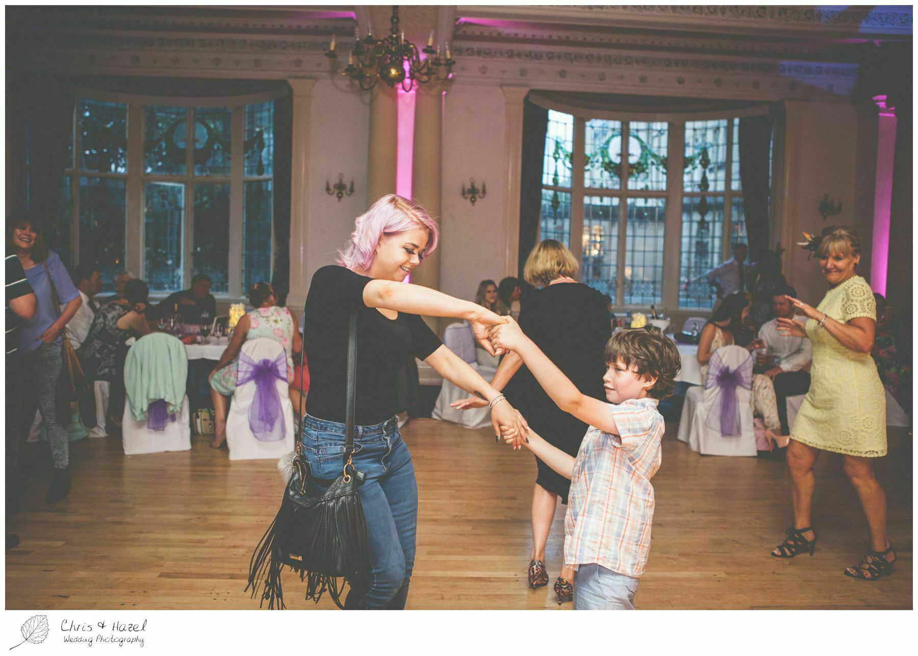 wedding guests dancing, documentary wedding photography, the cairn hotel, the cairn hotel wedding photographer, wedding photography harrogate, wedding photography yorkshire, chris and hazel wedding photography, scott Dixon, caroline ellis, caroline Dixon
