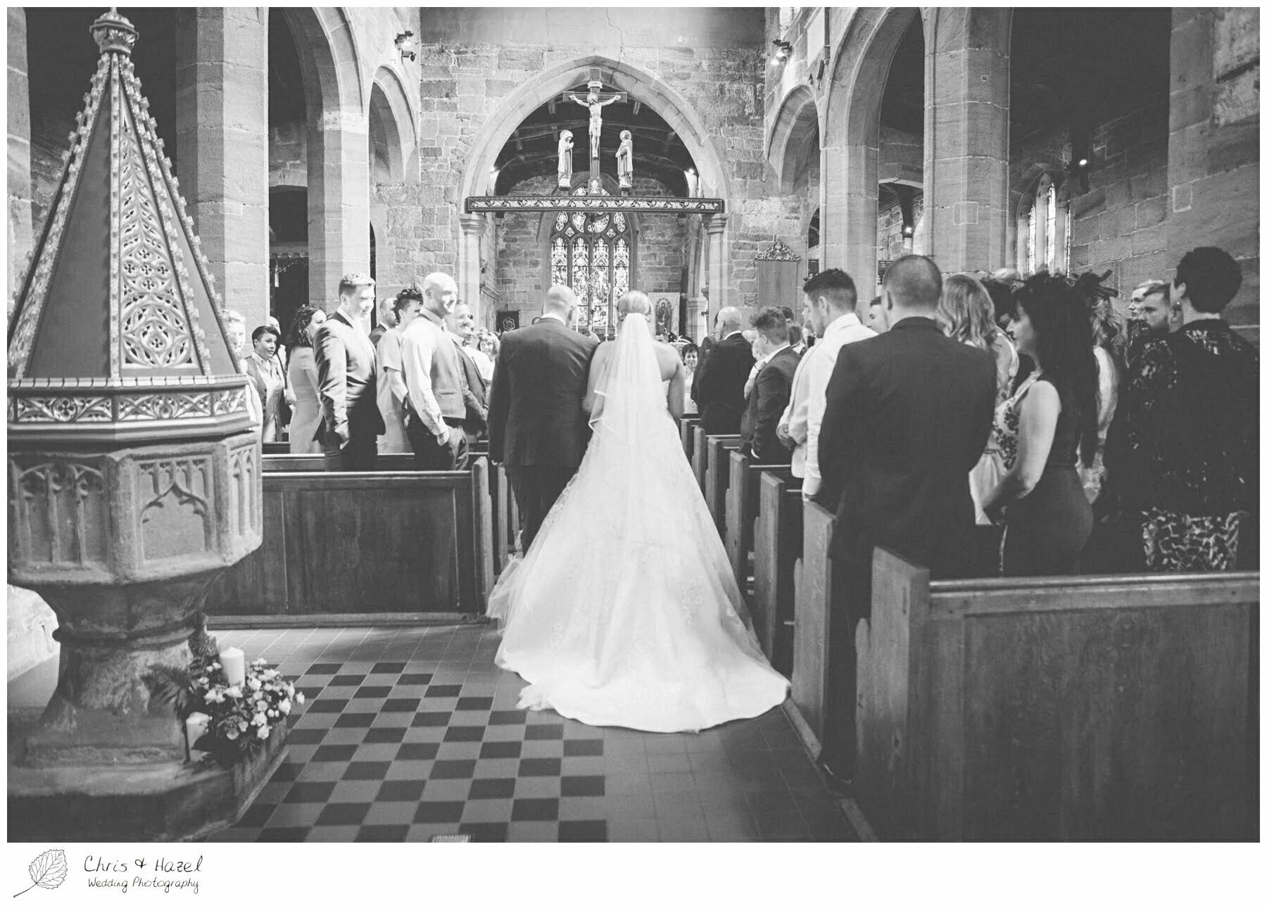 bride and father walking down aisle, wedding ceremony, st john the baptist church, royston st john the baptist church, Barnsley wedding photographer, barnsley wedding photography, burntwood court hotel wedding photography, west Yorkshire wedding photography, chris and hazel wedding photography, simon Devonport, Rebecca silcock, Rebecca Devonport,