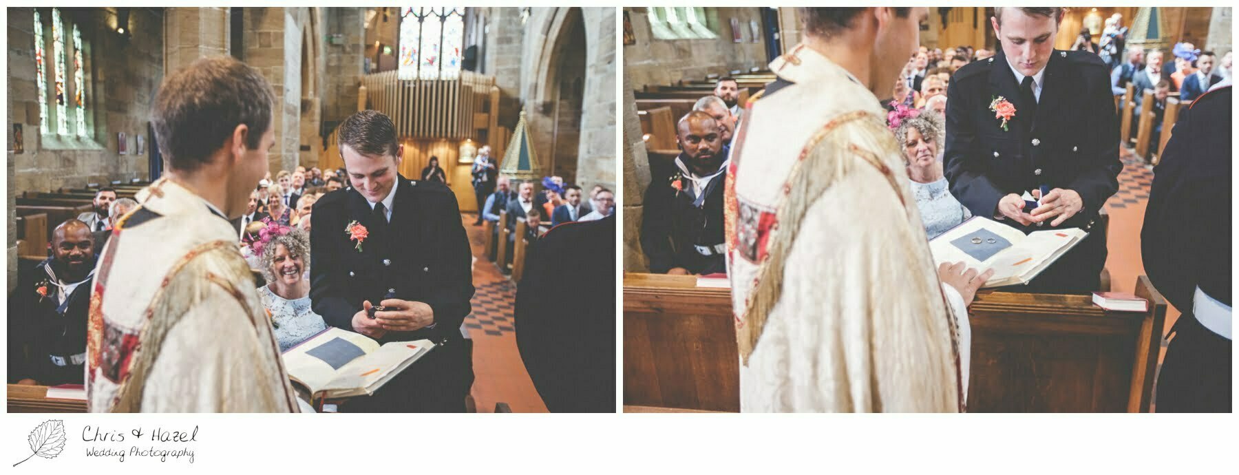 ring exchange, best man with rings, bride and groom at altar, wedding ceremony, st john the baptist church, royston st john the baptist church, Barnsley wedding photographer, barnsley wedding photography, burntwood court hotel wedding photography, west Yorkshire wedding photography, chris and hazel wedding photography, simon Devonport, Rebecca silcock, Rebecca Devonport,