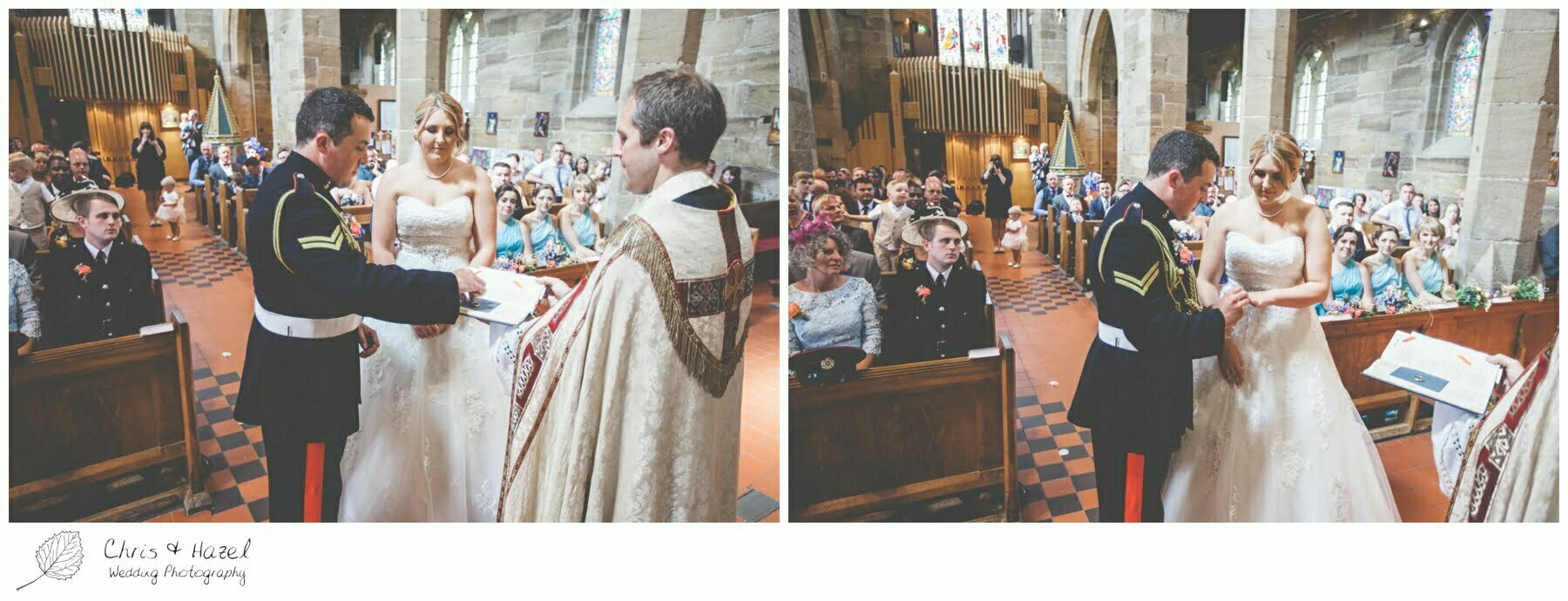 vows, ring exchange, bride and groom at altar, wedding ceremony, st john the baptist church, royston st john the baptist church, Barnsley wedding photographer, barnsley wedding photography, burntwood court hotel wedding photography, west Yorkshire wedding photography, chris and hazel wedding photography, simon Devonport, Rebecca silcock, Rebecca Devonport,