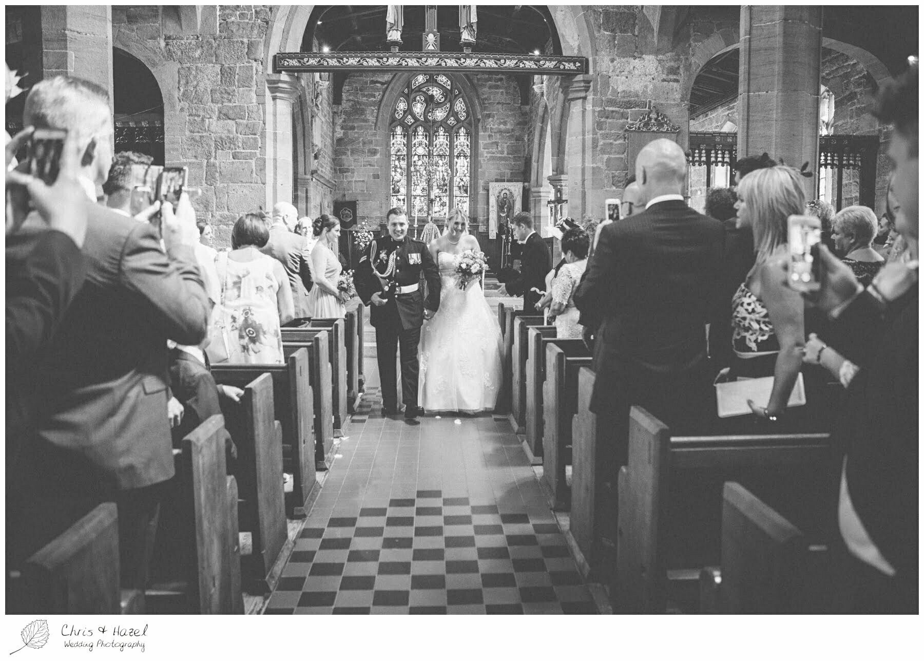 bride and groom walking up the aisle, wedding ceremony, st john the baptist church, royston st john the baptist church, Barnsley wedding photographer, barnsley wedding photography, burntwood court hotel wedding photography, west Yorkshire wedding photography, chris and hazel wedding photography, simon Devonport, Rebecca silcock, Rebecca Devonport,