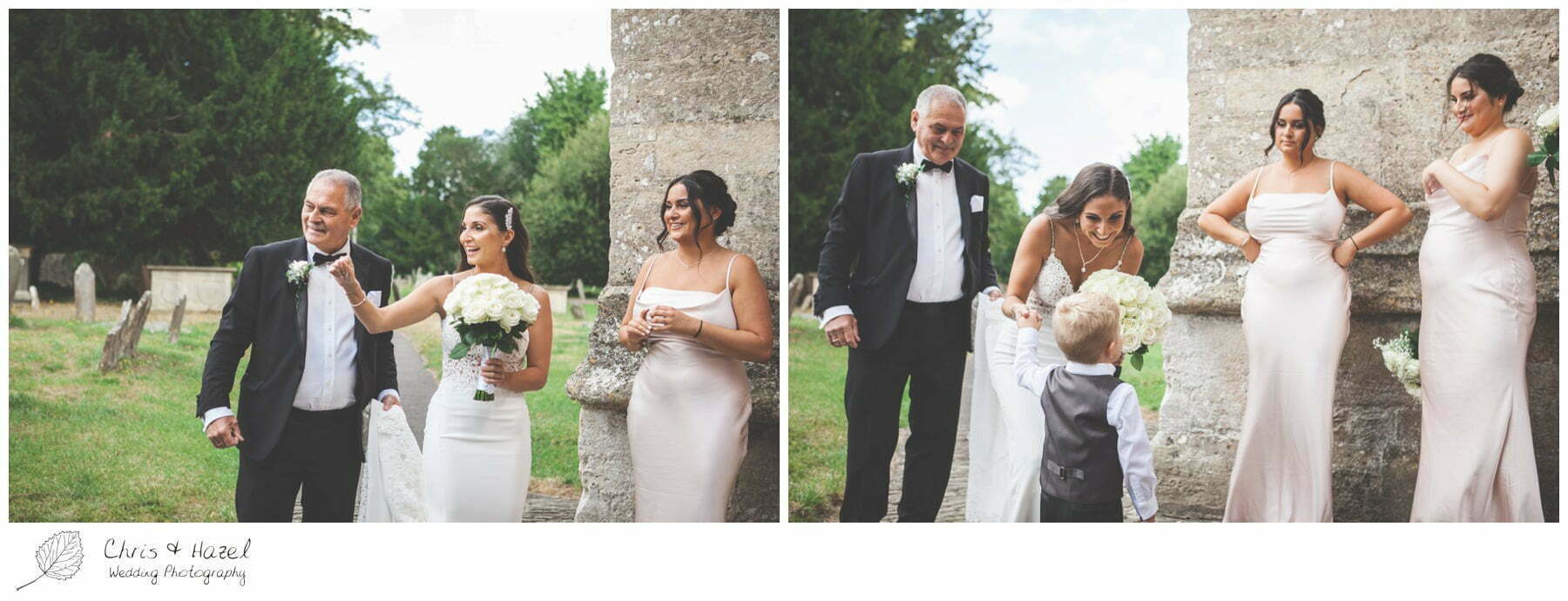 Bride with bridesmaids and father of bride outside church, St Marys church Bitton, St Marys church wedding day, Bath Wedding Photographer, Documentary wedding photography Bath, Bath Wedding Day, Bitton Wedding Photographer,
