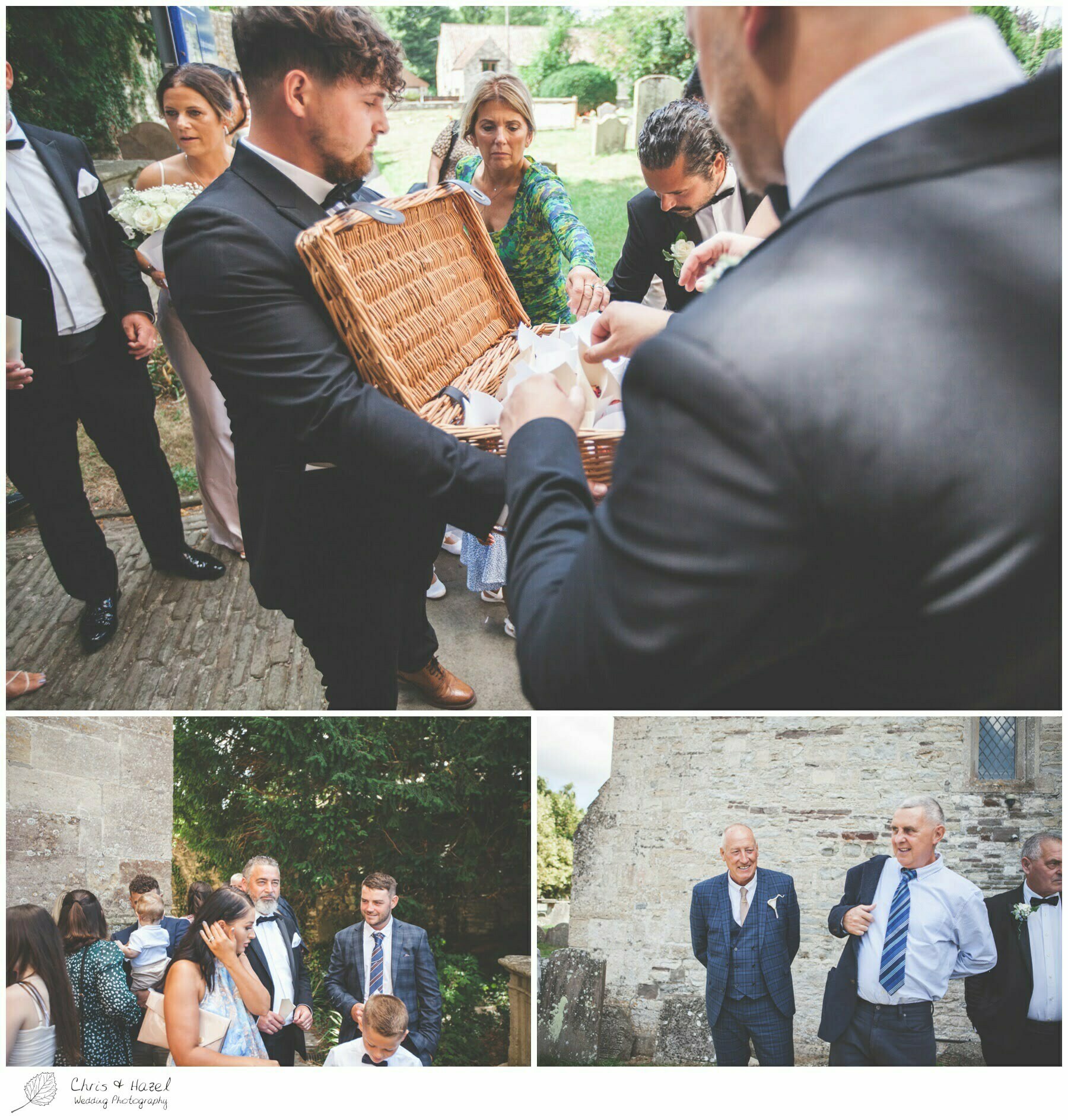 Wedding guests confetti basket, St Marys church Bitton, St Marys church wedding day, Bath Wedding Photographer, Documentary wedding photography Bath, Bath Wedding Day, Bitton Wedding Photographer,