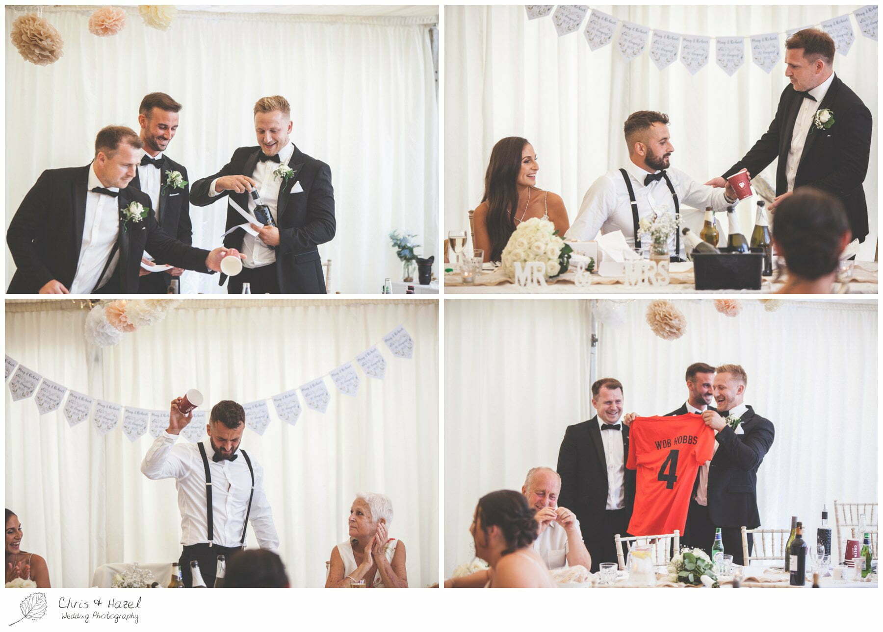 Group ushers speech, joint ushers speech, speech reactions, wedding breakfast, Hamswell House, Wedding marquee reception, Hamswell House Wedding Photography, Hamswell House Wedding Photographs, Bath Wedding Photographer, Documentary wedding photography Bath, Bath Wedding Day,