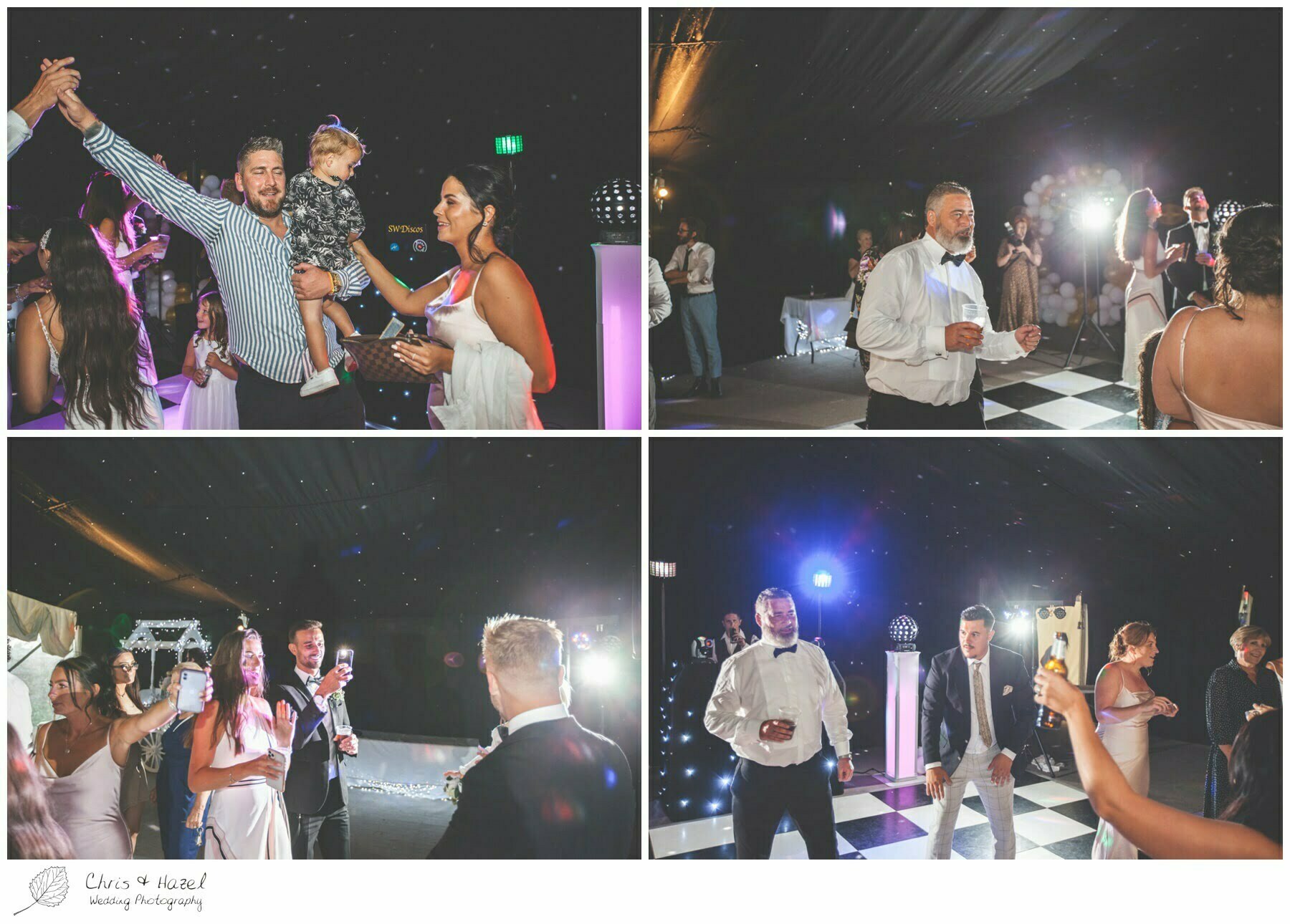 Wedding guests dancing with bride and groom, checkerboard dance floor, Hamswell House, Wedding marquee reception, Hamswell House Wedding Photography, Hamswell House Wedding Photographs, Bath Wedding Photographer, Documentary wedding photography Bath, Bath Wedding Day,