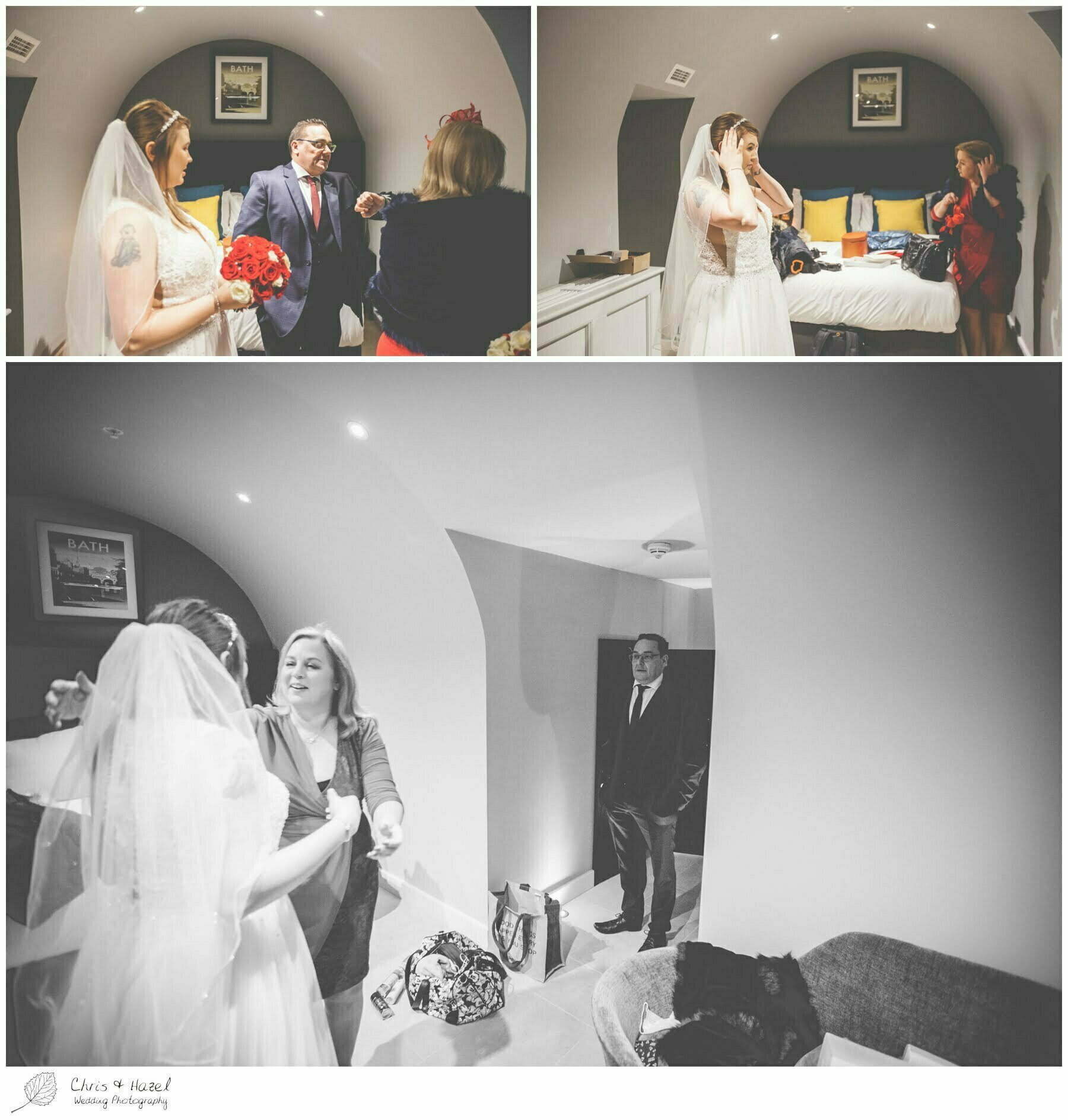 Father of bride, first look, Bride getting ready preparations, Bath Wedding Photography, Hotel indigo bath, Bath Wedding Photographer, Wedding in Bath, Bath Wedding Day, documentary wedding photography, Chris and Hazel Wedding Photography Bath, Sammie Singfield Scott Brown