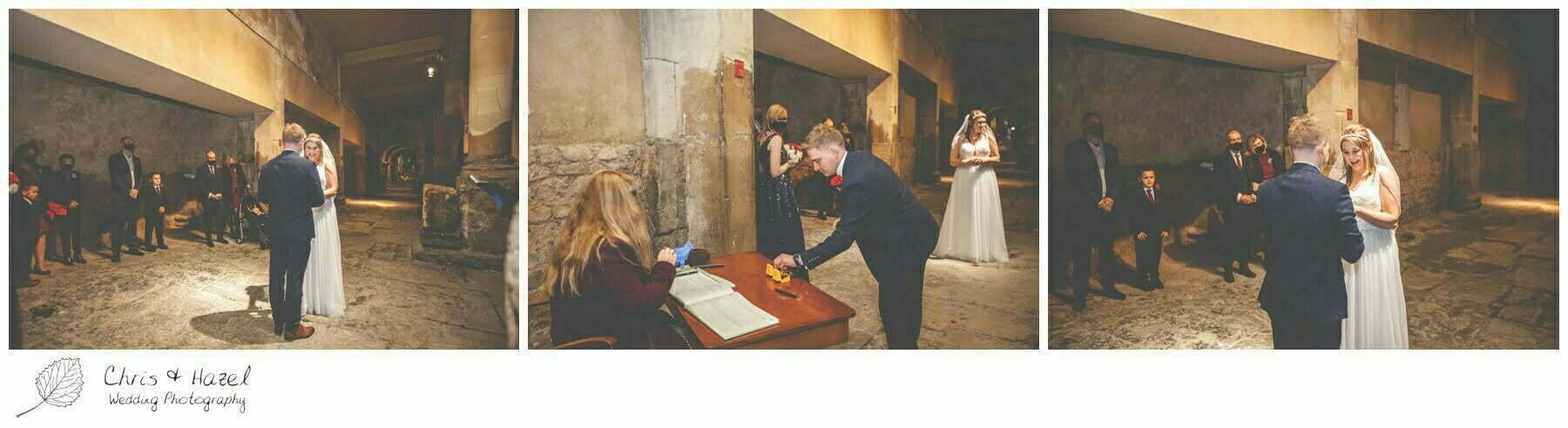 Bride and Groom Wedding Ceremony at Roman Baths Pump Rooms, The Roman Baths Wedding Photography, Roman Baths Wedding Photographer, Wedding in Bath, Bath Wedding Day, documentary wedding photography, Chris and Hazel Wedding Photography Bath, Sammie Singfield Scott Brown